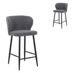 Set of 2 - Perkins 65cm Bar Stool - Anthracite Grey Boucle Bar Stool St Chairs-Core   