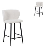 Set of 2 - Perkins 65cm Bar Stool - Pearl Grey Boucle Bar Stool St Chairs-Core   