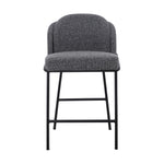 Set of 2 - Abiram 65cm Bar Stool - Anthracite Grey Boucle Bar Stool St Chairs-Core   