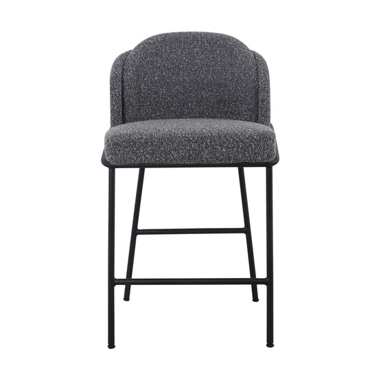 Set of 2 - Abiram 65cm Bar Stool - Anthracite Grey Boucle Bar Stool St Chairs-Core   