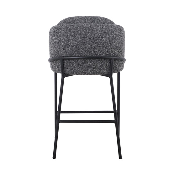 Set of 2 - Abiram 65cm Bar Stool - Anthracite Grey Boucle Bar Stool St Chairs-Core   