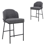 Set of 2 - Abiram 65cm Bar Stool - Anthracite Grey Boucle Bar Stool St Chairs-Core   