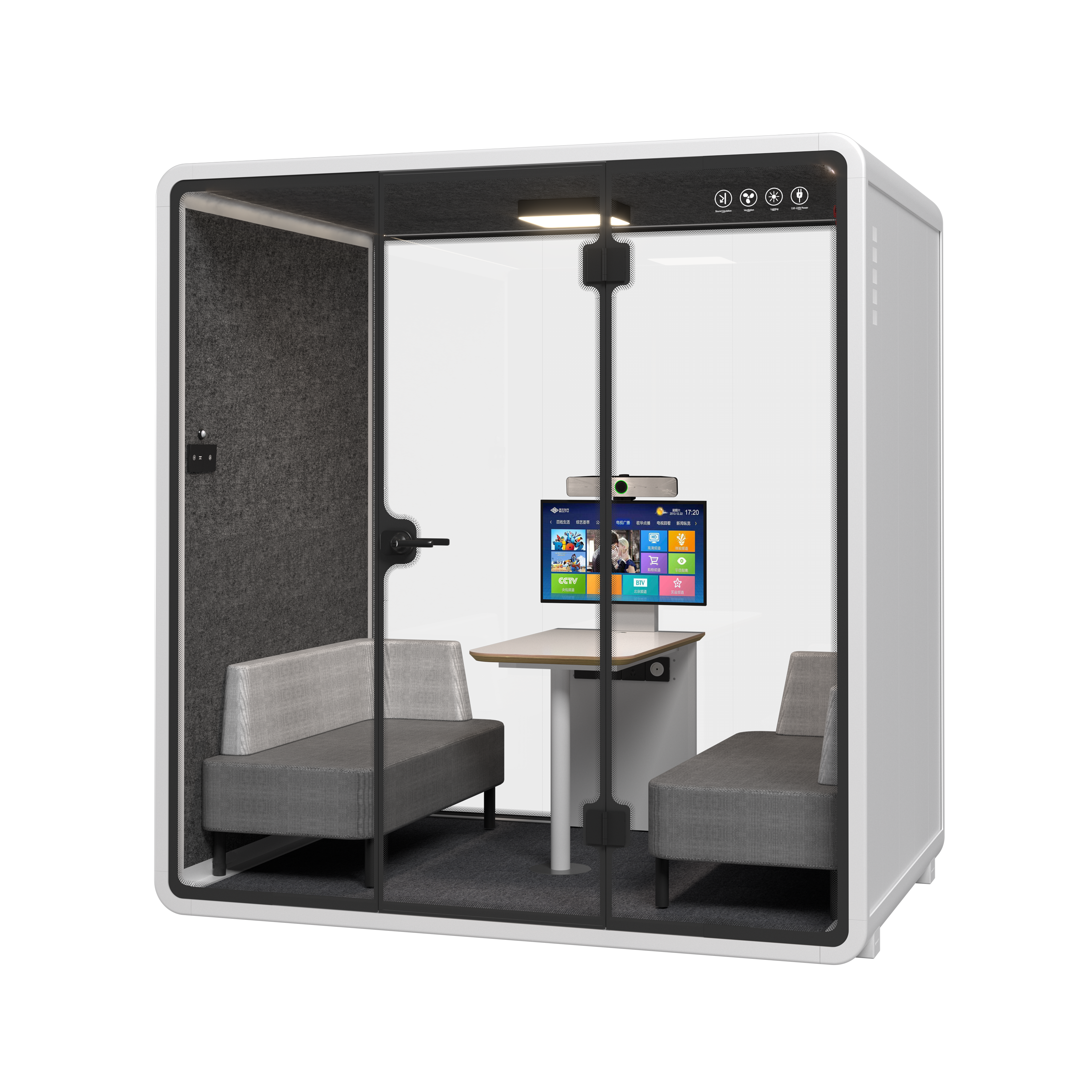 Silent Meeting Pod Large White (4 Person) by Humble Office Silent Booth Sndbox-Core   