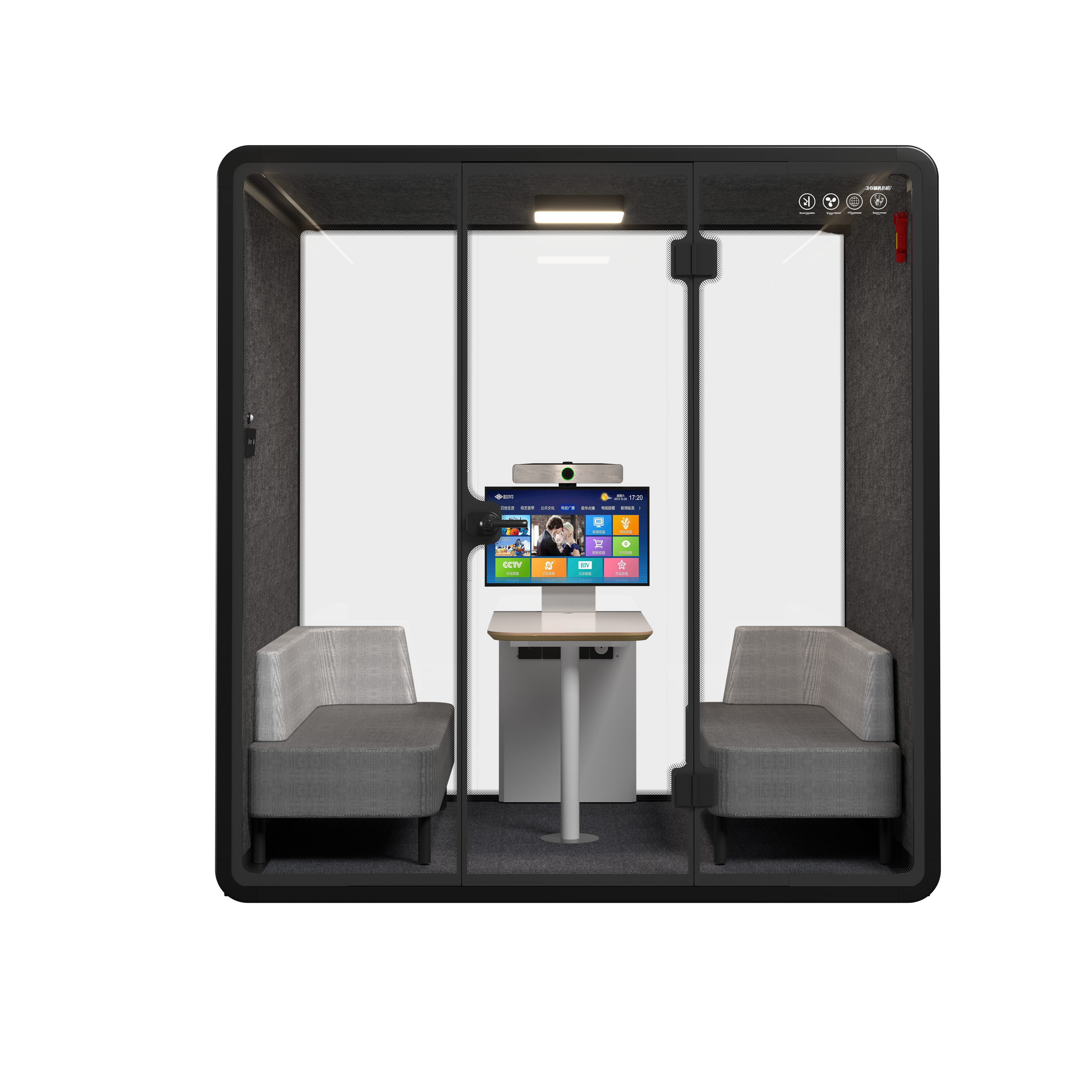 Silent Meeting Pod Large Black (4 person) by Humble Office Silent Booth Sndbox-Core   