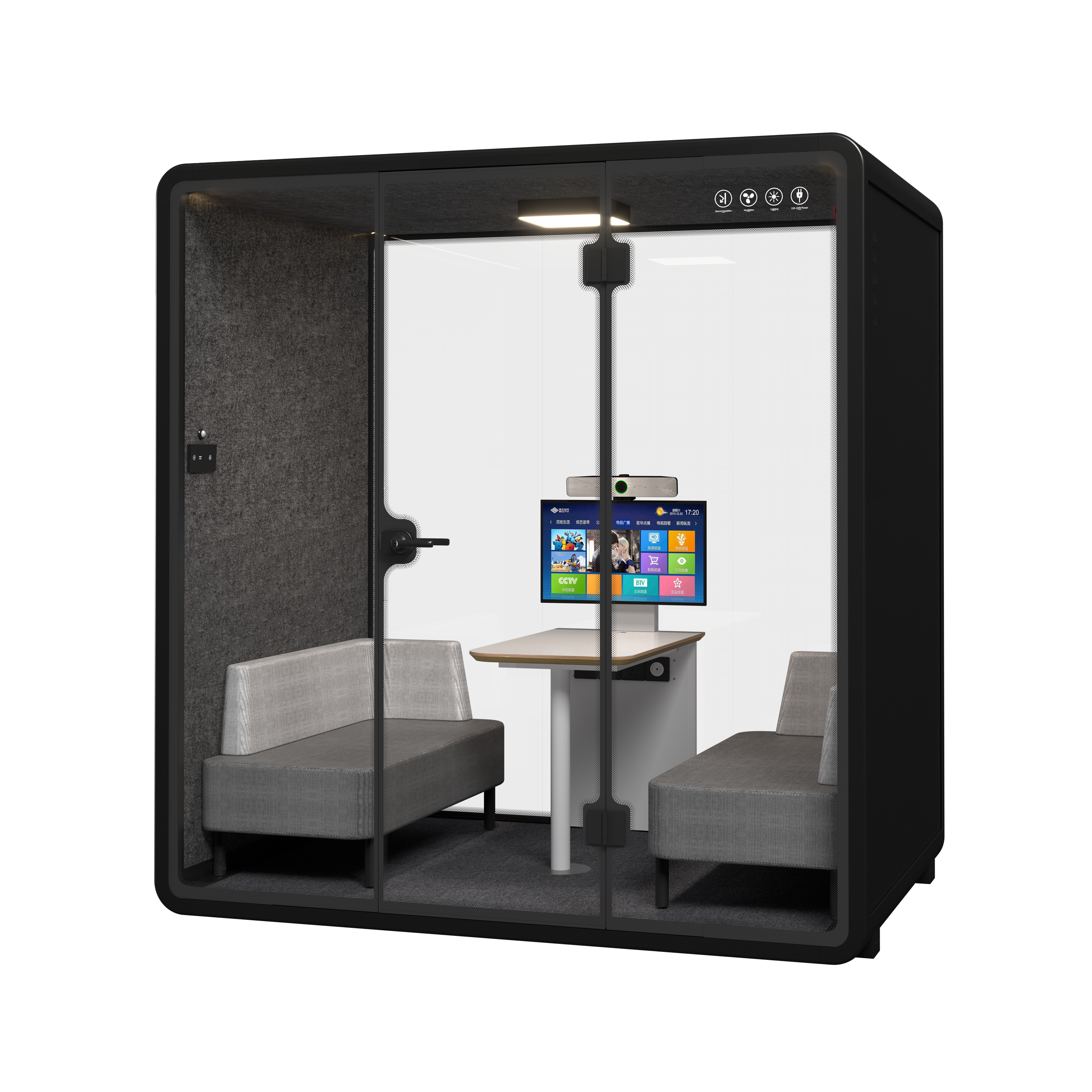 Silent Meeting Pod Large Black (4 person) by Humble Office Silent Booth Sndbox-Core   