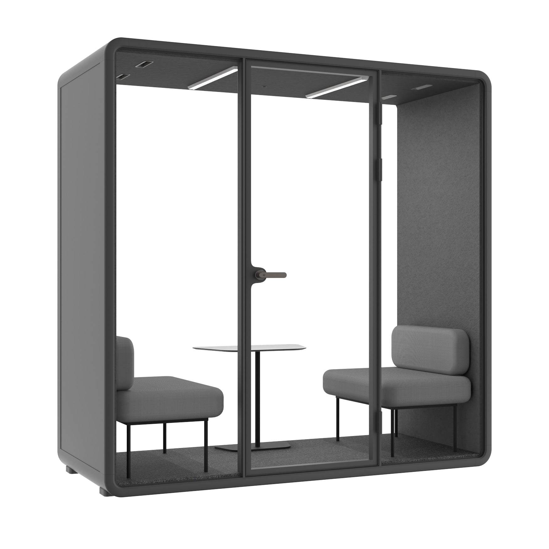 Evolve 2 Seater Slim Large Meeting Pod - Black by Humble Office Silent Booth Hbox-Core   