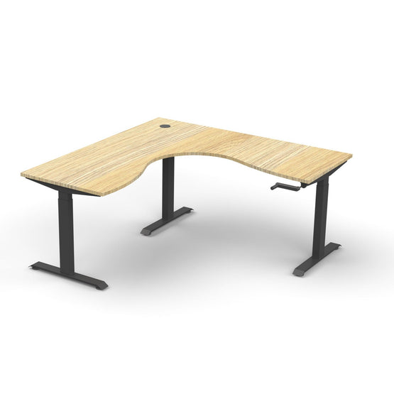 Boost Crank 1.5m x 1.5m Corner Workstation Corner Desk Rline-Local Natural Table Top and Black Base  