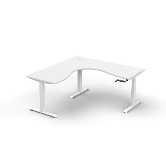 Boost Crank 1.8m x 1.5m Corner Workstation Corner Desk Rline-Local White Table Top and White Base  