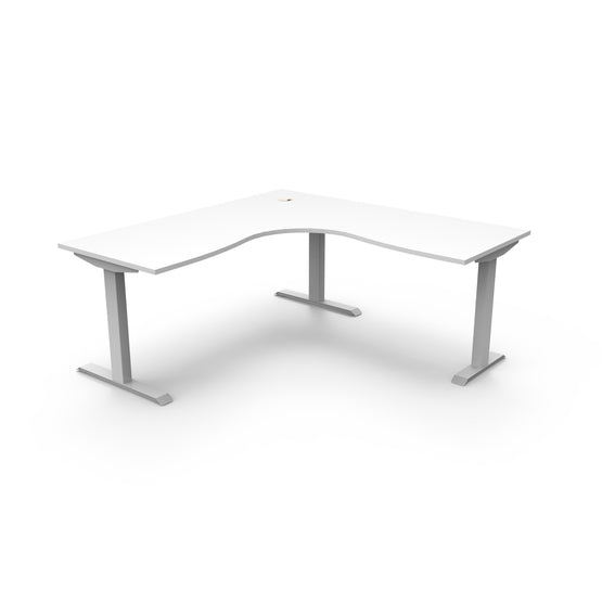 Boost Static 1.5m x 1.5m Corner Workstation Corner Desk Rline-Local White Table Top and White Base  