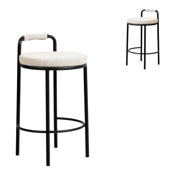 Set of 2 - Karimi 65cm Bar Stool - Clay Grey Bar Stool Freehold-Core   