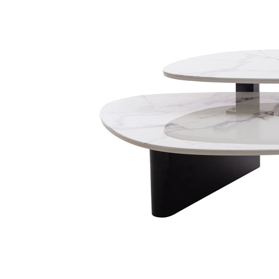 Inga Marble Textured Glass Coffee Table - Black Coffee Table Iggy-Core   