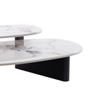 Inga Marble Textured Glass Coffee Table - Black Coffee Table Iggy-Core   