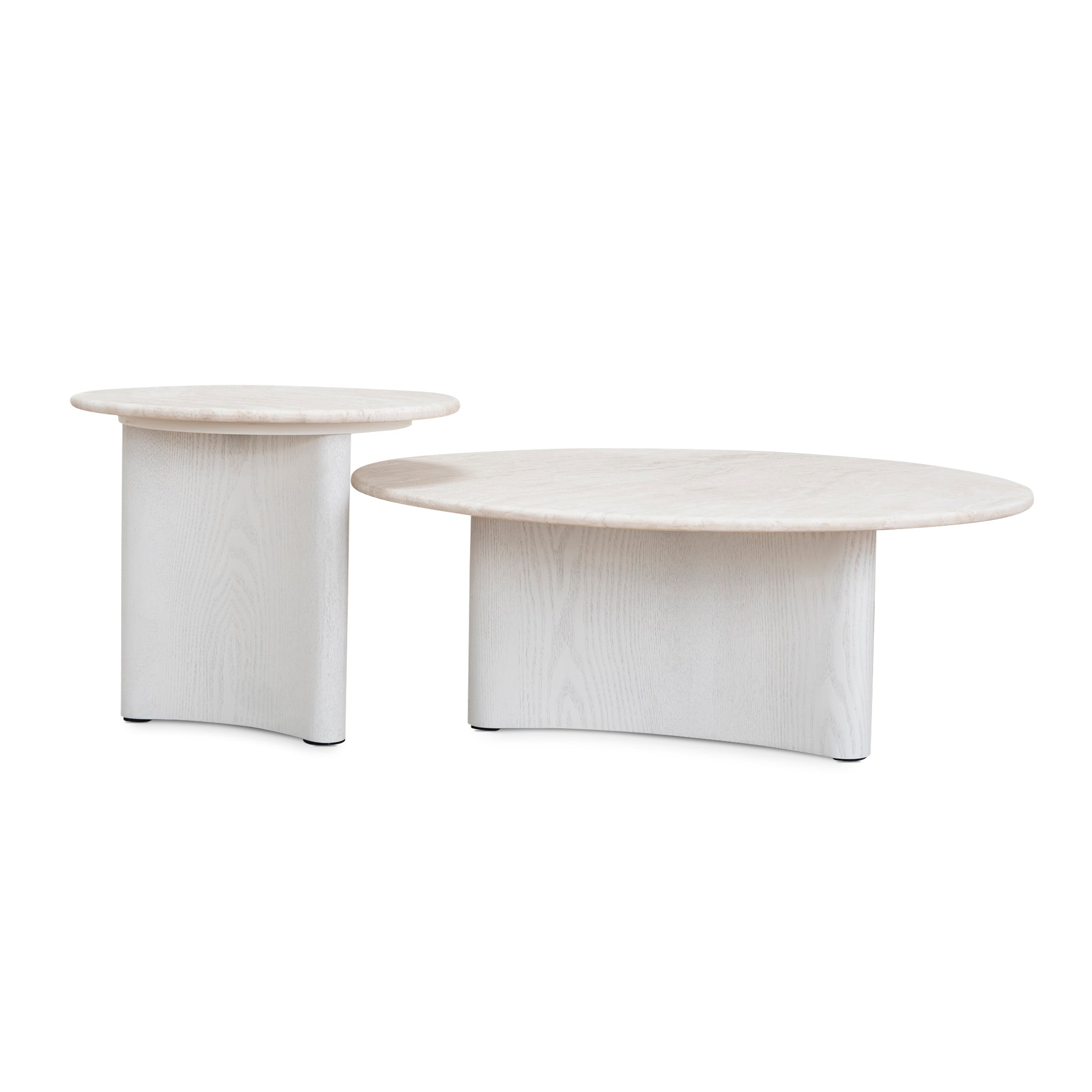 Zafar Nested Travertine Coffee Table - White Coffee Table Dwood-Core