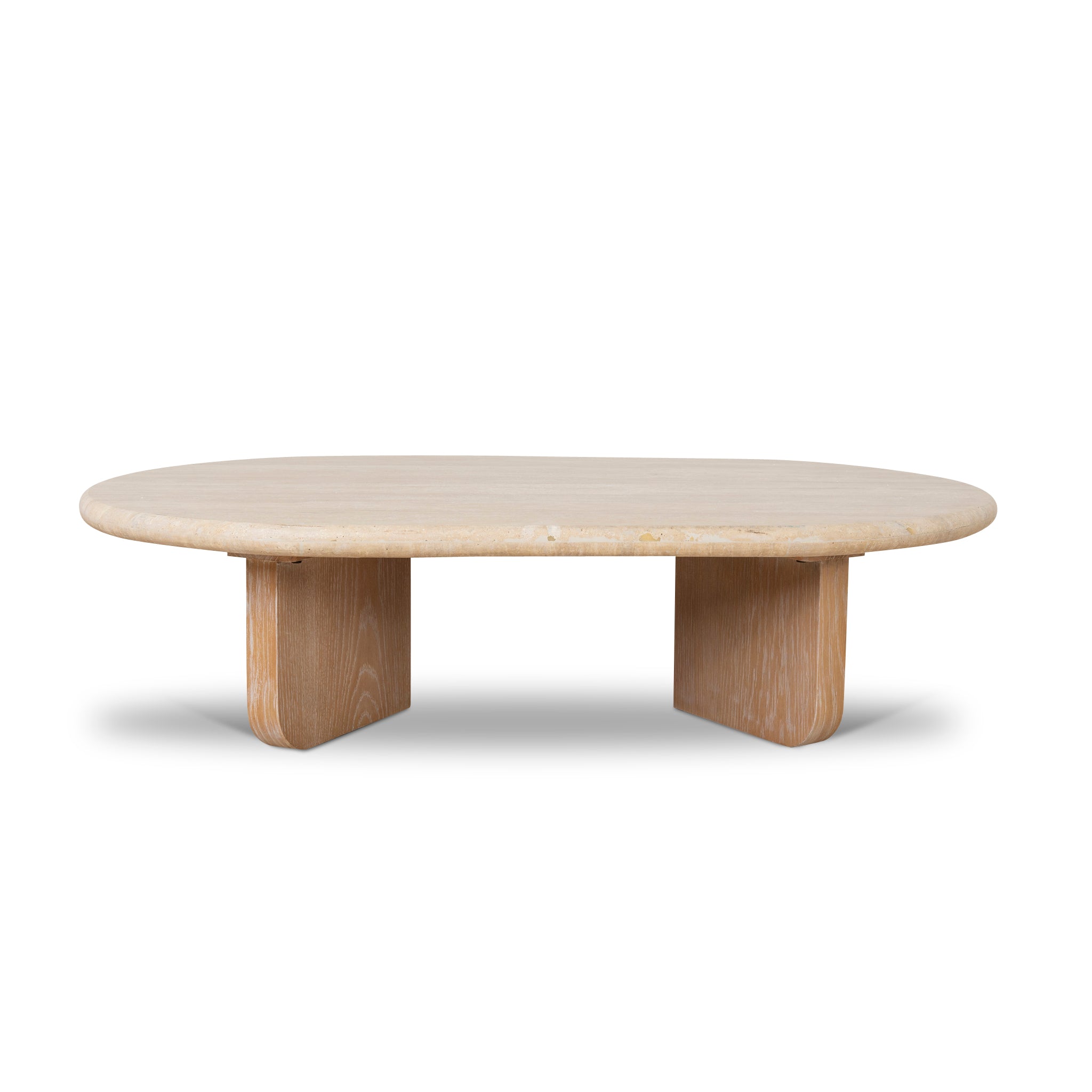 Kalin 1.2m Oval Travertine Coffee Table - Natural Coffee Table Nicki-Core   