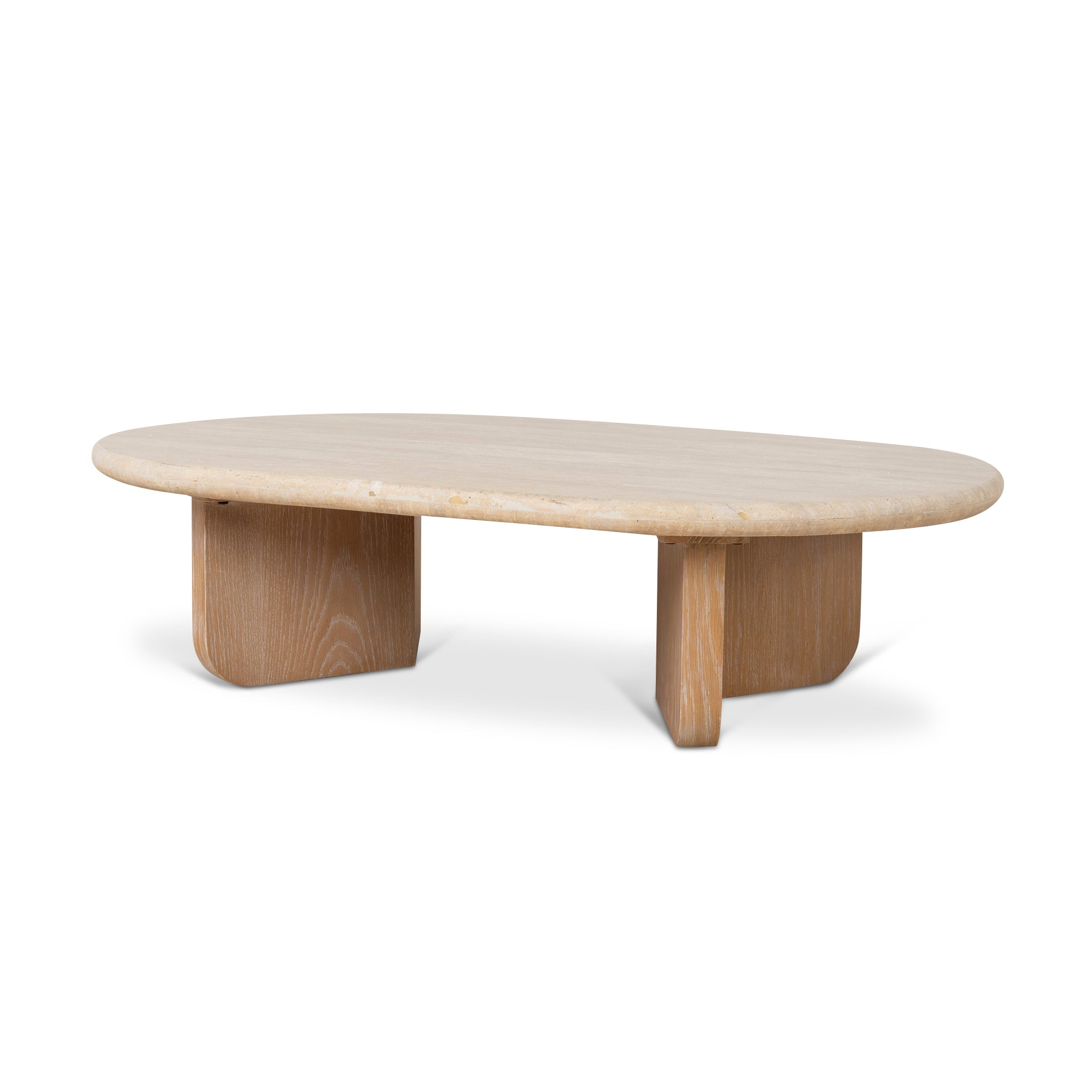 Kalin 1.2m Oval Travertine Coffee Table - Natural Coffee Table Nicki-Core   