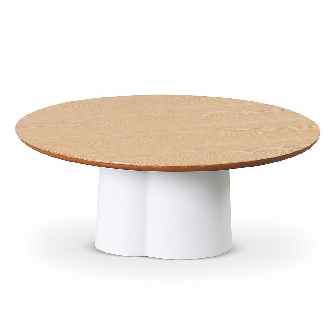 Polly 80cm Round Natural Coffee Table - White Coffee Table Swady-Core   