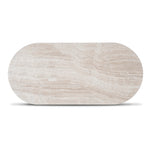 Ex Display - Macleod 1.3m Travertine Top Oval Coffee Table - Black Base Coffee Table Dwood-Core   