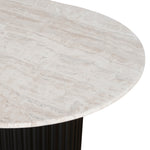 Ex Display - Macleod 1.3m Travertine Top Oval Coffee Table - Black Base Coffee Table Dwood-Core   