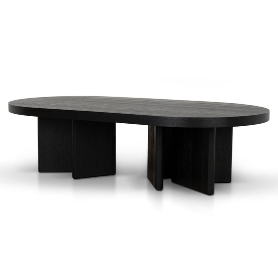 Roshan 1.3m Pill Shape Coffee Table - Textured Espresso Black Coffee Table Valerie-Core   