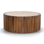 Avanti 89cm Travertine Top Round Coffee Table - Walnut Coffee Table Rebhi-Core   