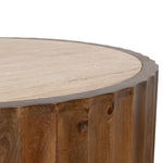 Avanti 89cm Travertine Top Round Coffee Table - Walnut Coffee Table Rebhi-Core   