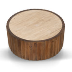 Avanti 89cm Travertine Top Round Coffee Table - Walnut Coffee Table Rebhi-Core   