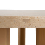 Linden Travertine Top Round Nested Table - Creme Ash Coffee Table Kodak-Core