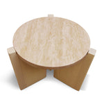 Linden Travertine Top Round Nested Table - Creme Ash Coffee Table Kodak-Core   