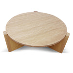 Linden Travertine Top Round Nested Table - Creme Ash Coffee Table Kodak-Core   