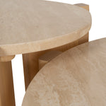 Linden Travertine Top Round Nested Table - Creme Ash Coffee Table Kodak-Core