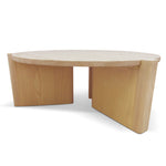 Linden Travertine Top Round Nested Table - Creme Ash Coffee Table Kodak-Core   