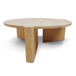 Linden Travertine Top Round Nested Table - Creme Ash Coffee Table Kodak-Core   