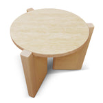 Linden Travertine Top Round Nested Table - Creme Ash Coffee Table Kodak-Core   