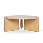 Linden Travertine Top Round Nested Table - Creme Ash Coffee Table Kodak-Core