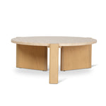 Linden Travertine Top Round Nested Table - Creme Ash Coffee Table Kodak-Core