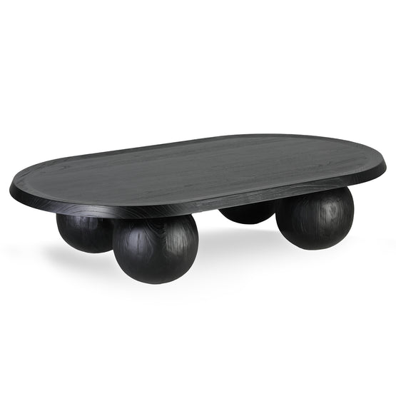 Maxine 1.4m Elm Oval Coffee Table - Full Black Coffee Table Nicki-Core   