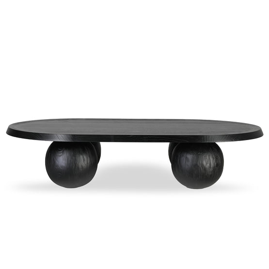 Maxine 1.4m Elm Oval Coffee Table - Full Black Coffee Table Nicki-Core   