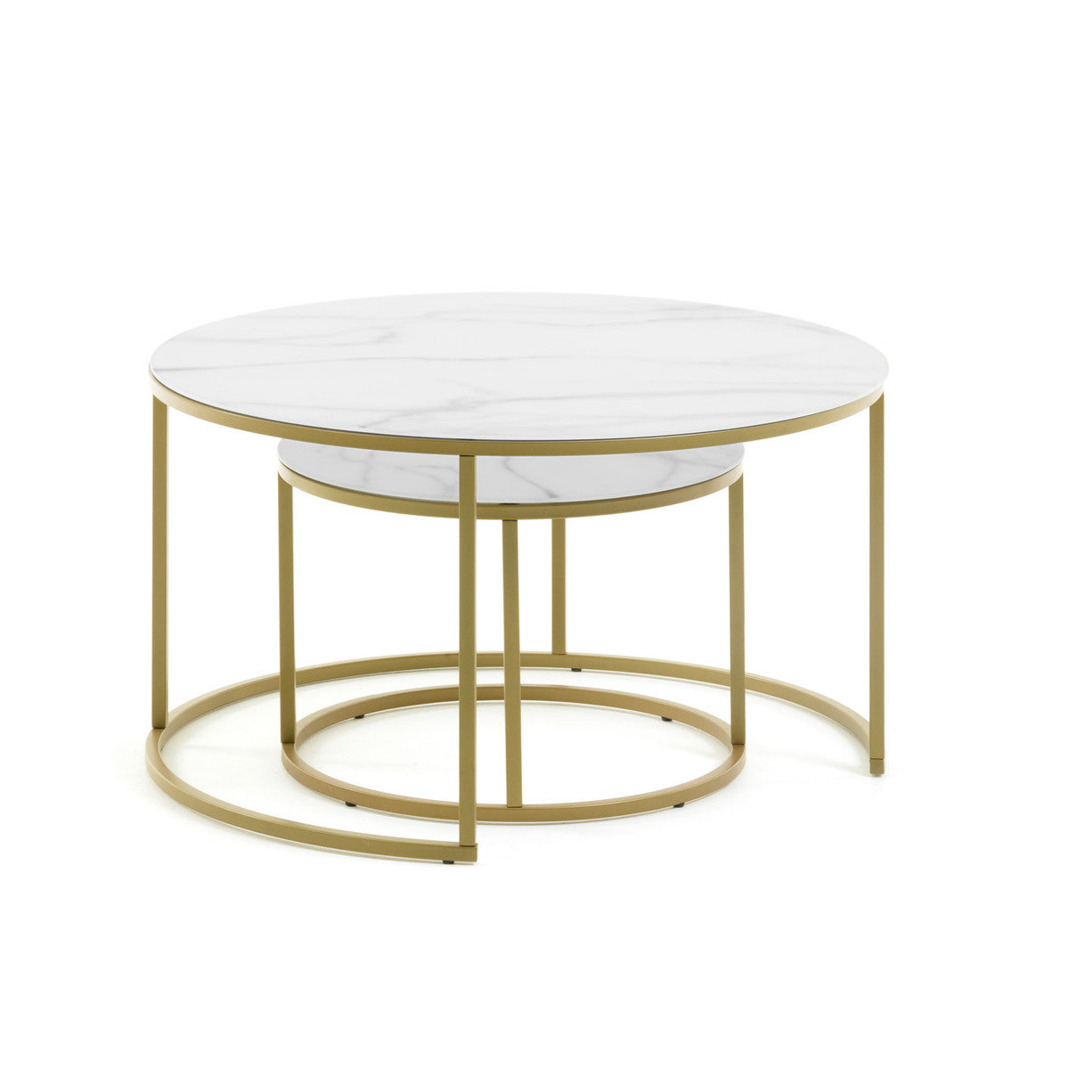 Eloron Nested Glass Coffee Table - White Side Table The Form-Local   