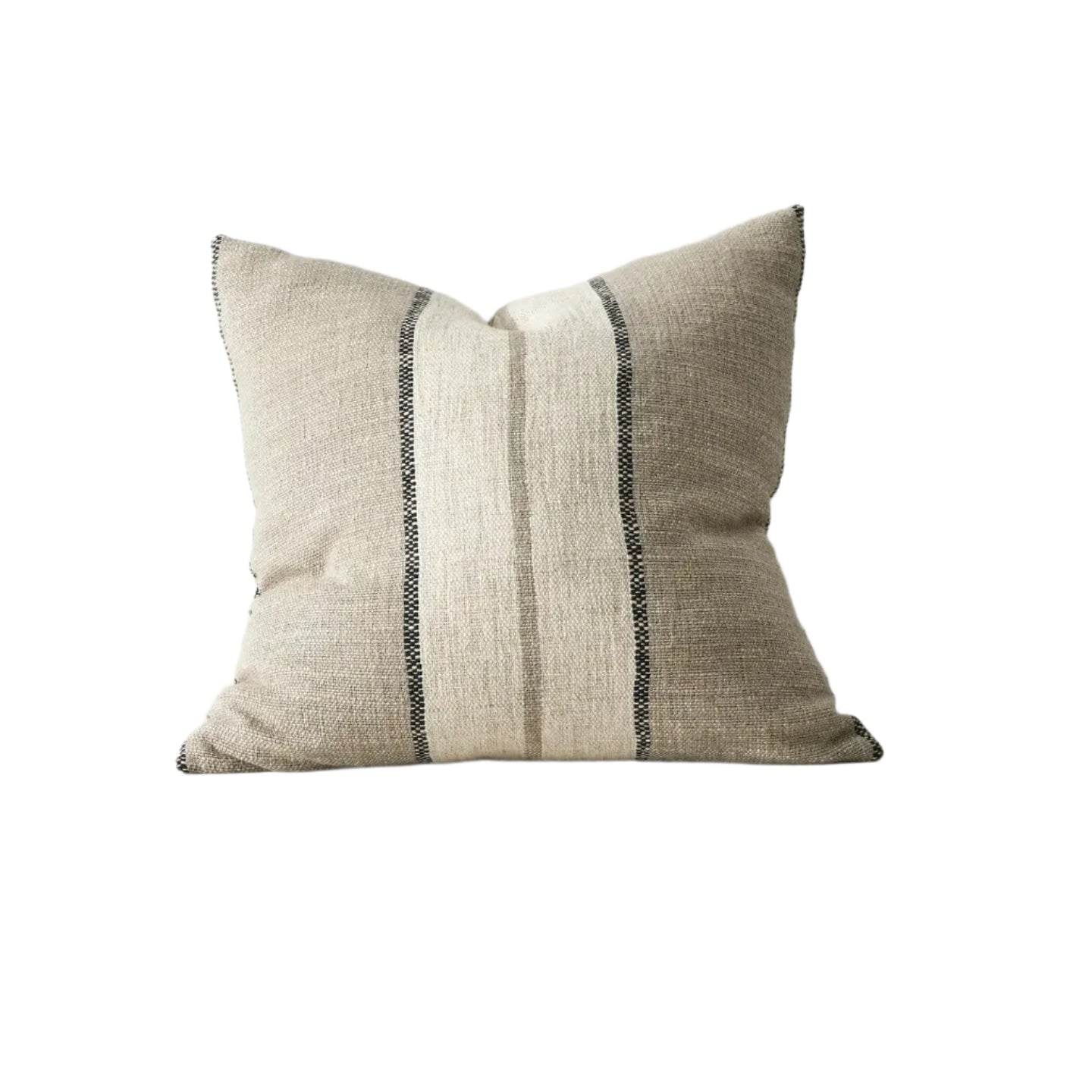 Ex Display - Ottavio 50cm Chunky Linen Blend Stripe Cushion - Natural Cushion Weave-Local