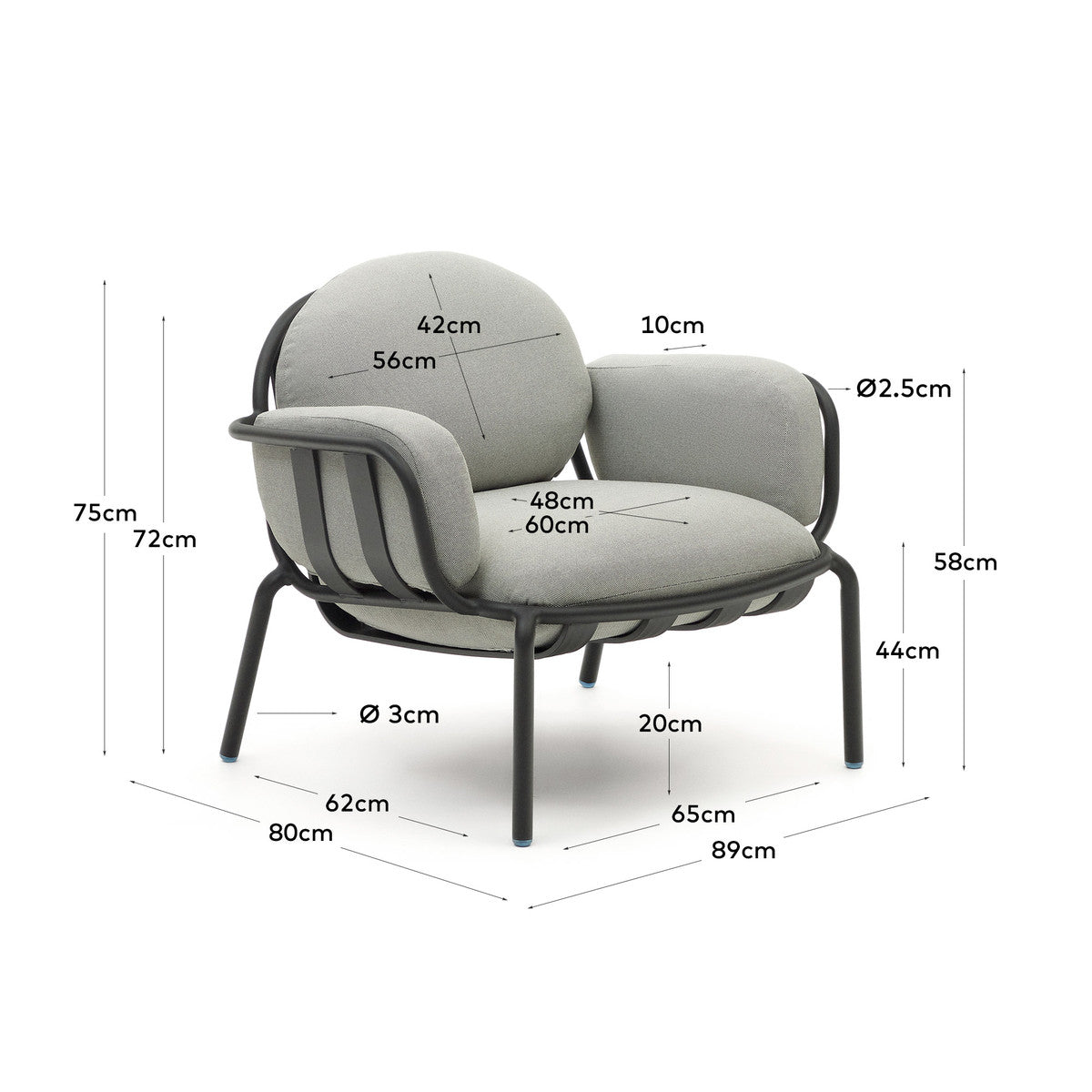 Cena Fabric Outdoor Armchair - Grey Outdoor Chair The Form-Local   