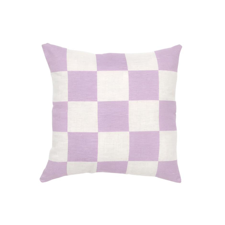 Ex Display - Check 40cm Square Cushion - Lavender Cushion Warran-Local