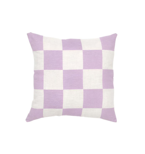 Ex Display - Check 40cm Square Cushion - Lavender Cushion Warran-Local