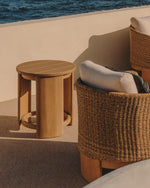 Chori Round Wooden Side Table - Natural Outdoor Table The Form-Local   