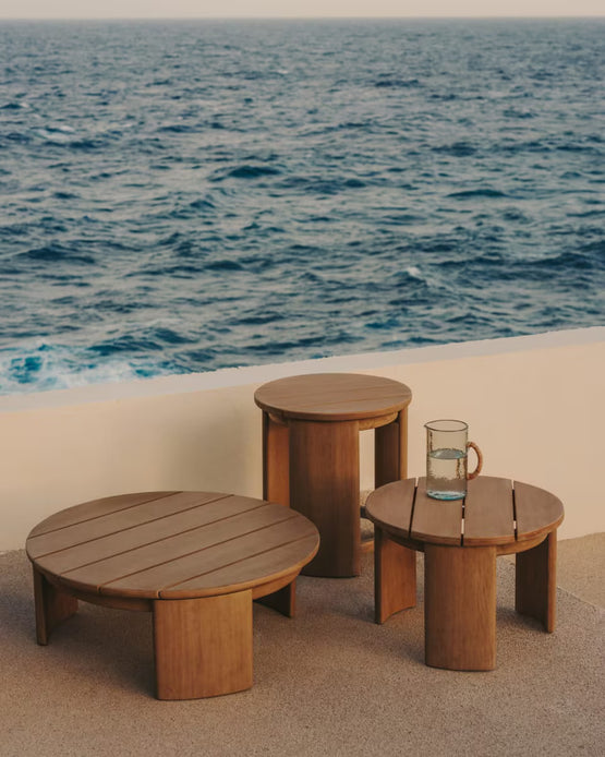 Chori Round Wooden Side Table - Natural Outdoor Table The Form-Local   