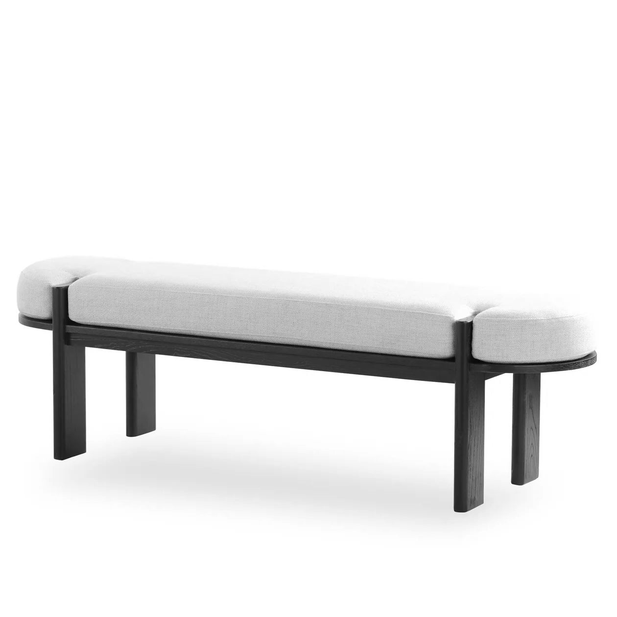 Jahoda 1.6m Black Elm Bench - Natural Linen Bench Nicki-Core