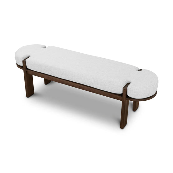 Jahoda 1.6m Walnut Elm Bench - Natural Linen Bench Nicki-Core