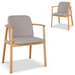 Set of 2 - Paul Natural Dining Armchair - Grey Seat Dining Chair Swady-Core   