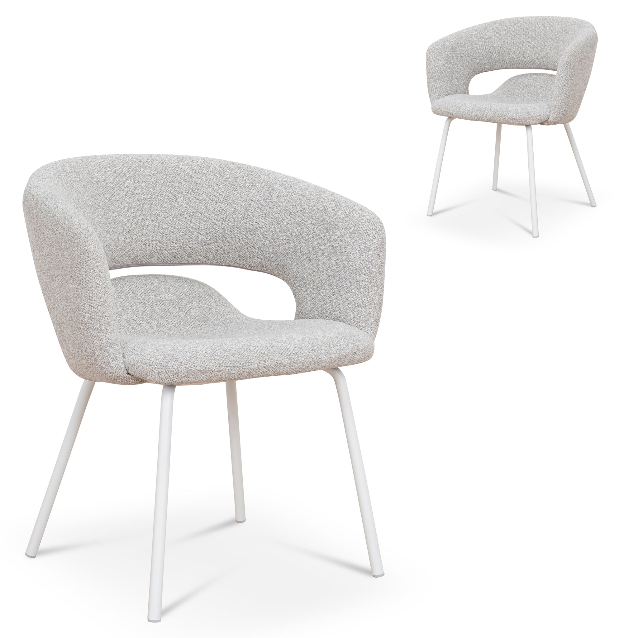 Set of 2 - Dalca White Dining Chair - Clay Grey Dining Chair Freehold-Core