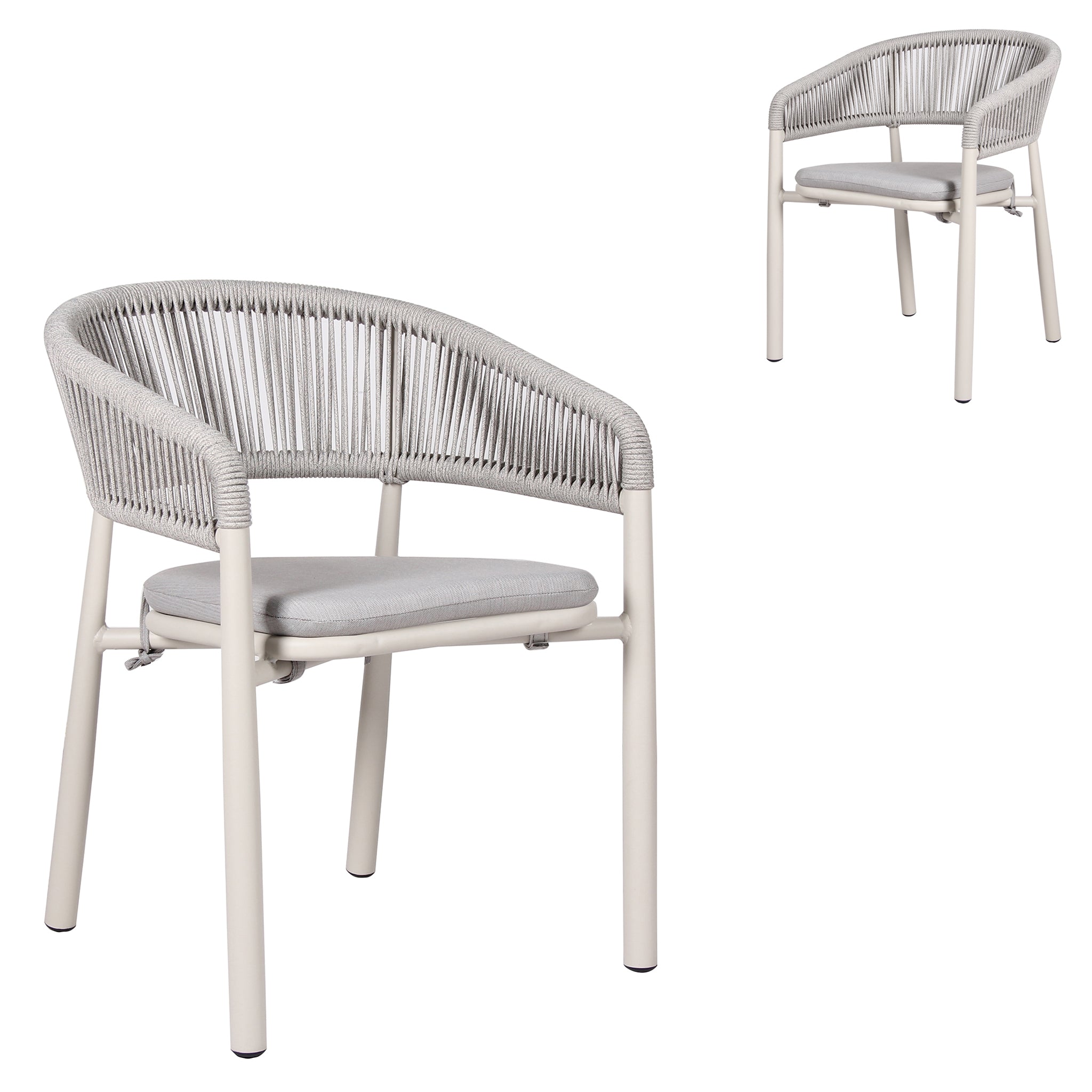 Set of 2 - Gonzalo Sand White Outdoor Dining Chair - Light Grey Outdoor Chair Industra-Core