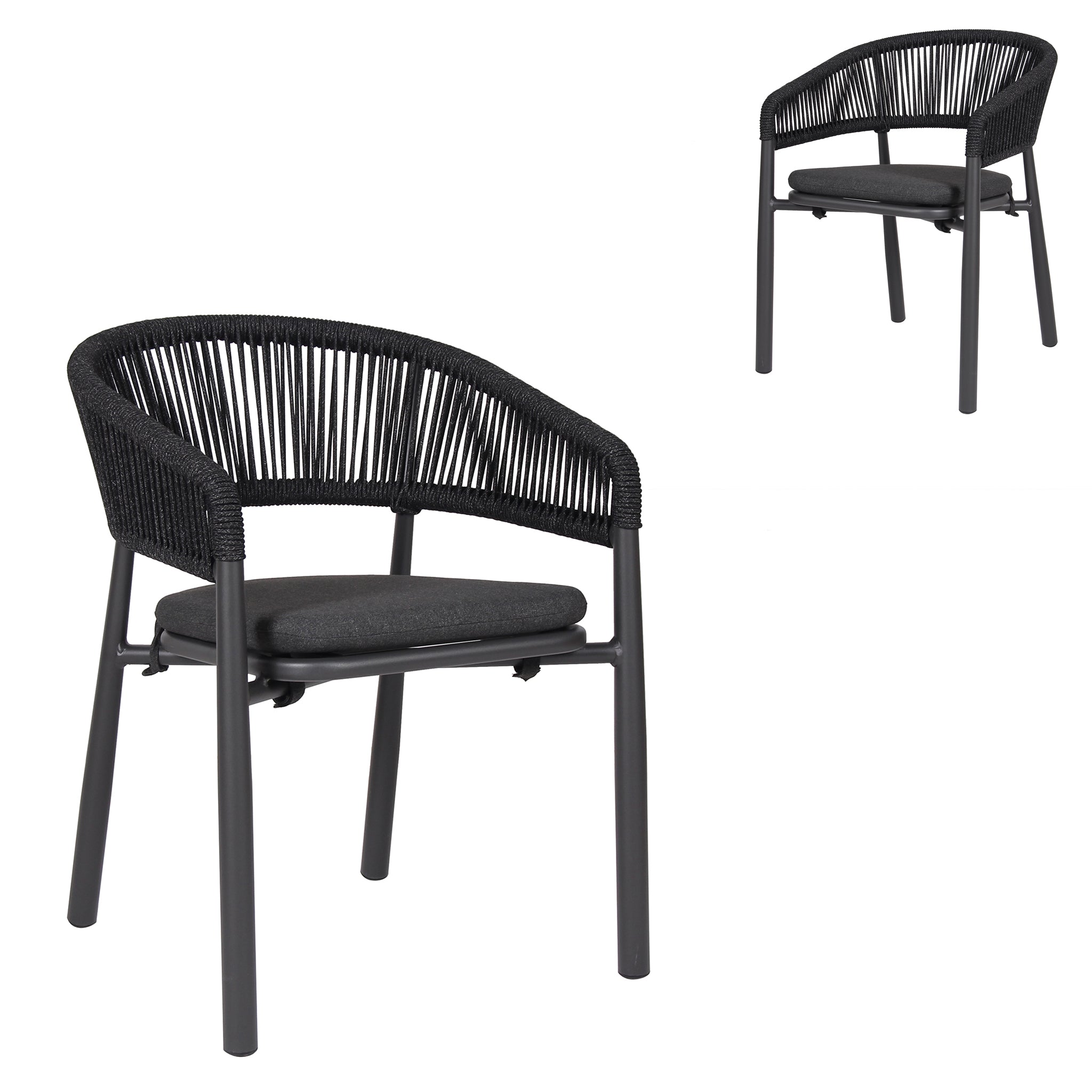 Set of 2 - Gonzalo Outdoor Dining Chair - Charcoal Outdoor Chair Industra-Core